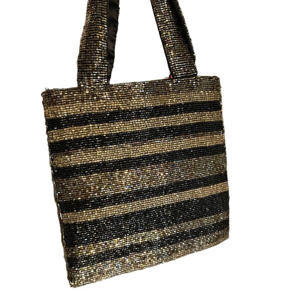 Cute Beaded Gold and Black Valerie Stevens Mini Purse - Picture 3 of 3